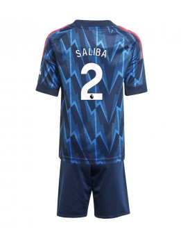 Arsenal William Saliba #2 Auswärts Trikotsatz für Kinder 2025-26 Kurzarm (+ Kurze Hosen)